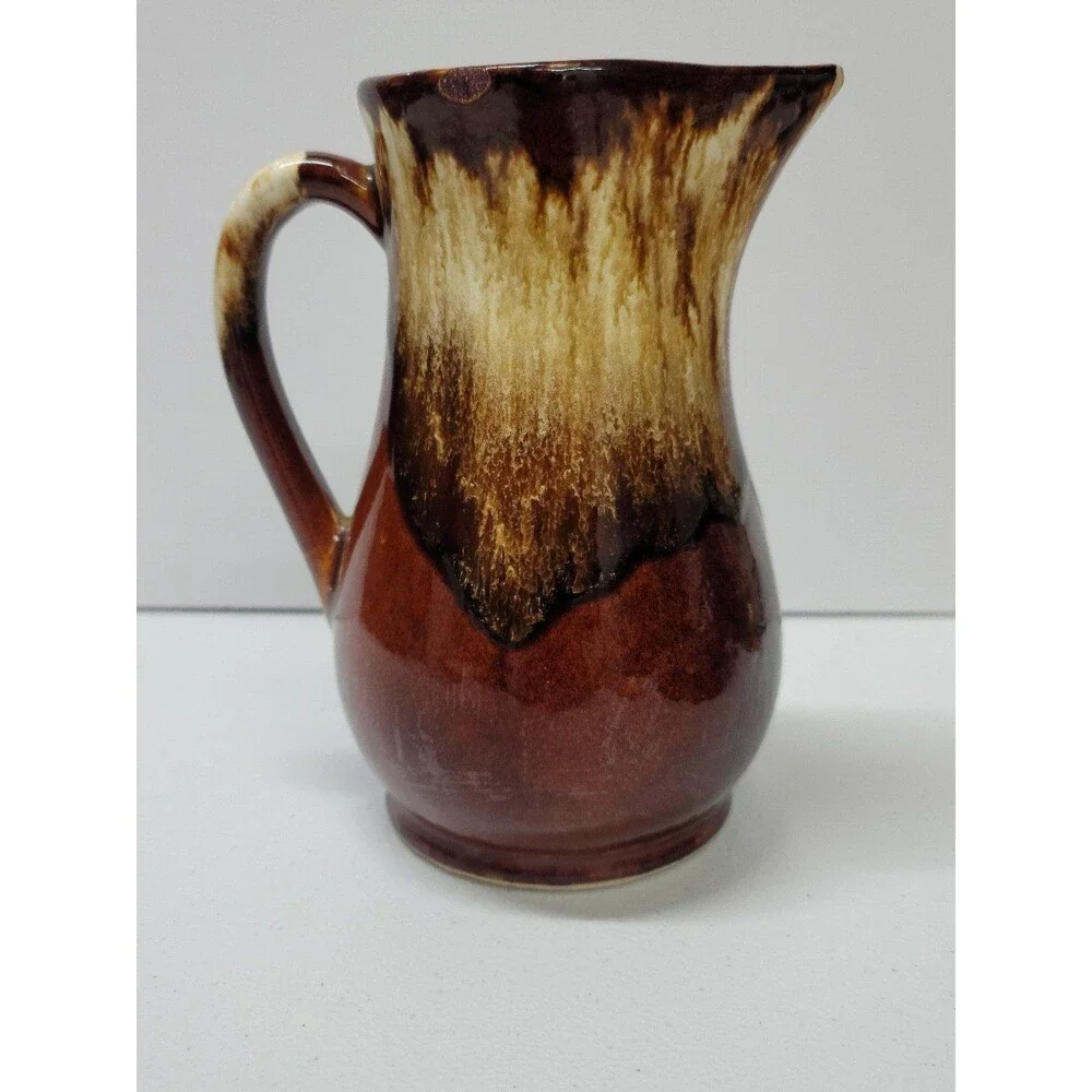Robinson-Ransbottom Roseville Pottery Vintage Brown Drip Glaze Pitcher